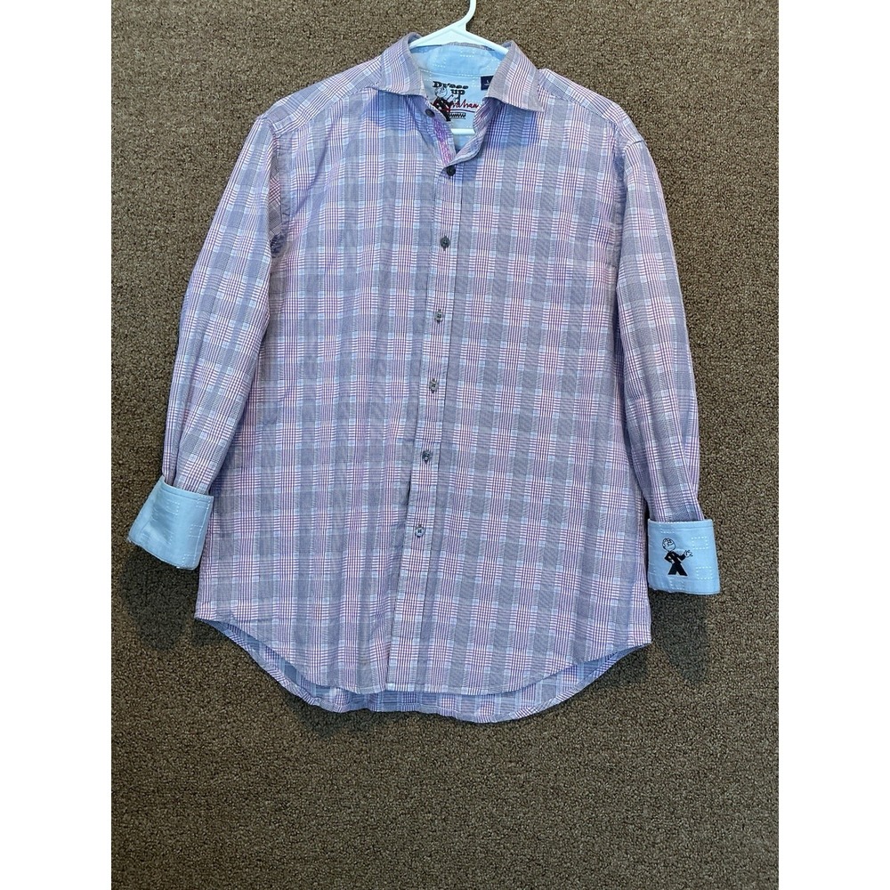 Robert Graham DRESS UP Men's Purple Lavender Plaid Shirt L  Casual Dress‎ Shirt